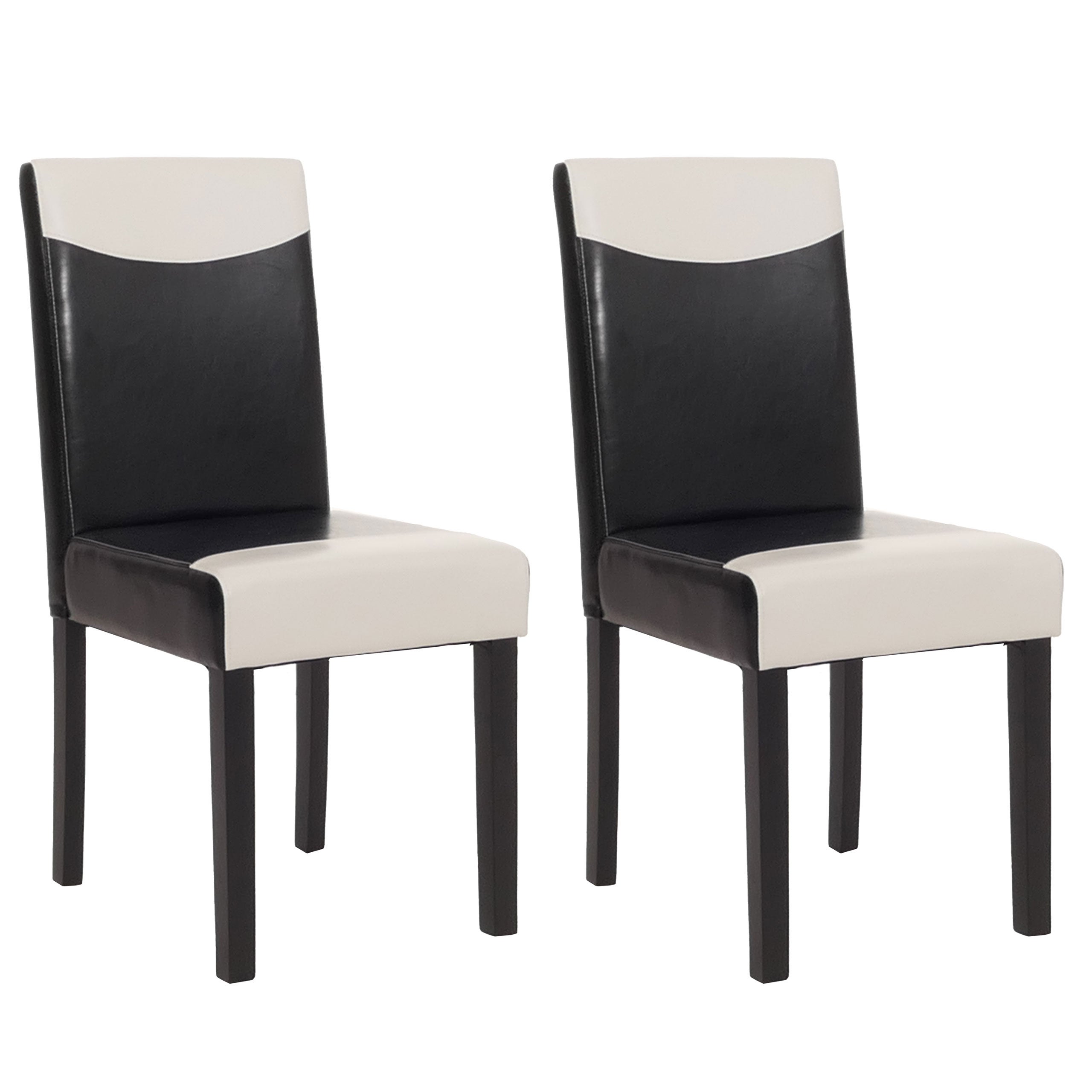 Lot De 2 Chaises De Salle à Manger Littau, Cuir, Crème, Pieds Foncés