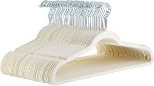 HOUSE DAY Confezione da 60 grucce in velluto bianco, grucce in feltro antiscivolo, resistenti e resistenti, per risparmiare spazio, senza segni di grucce