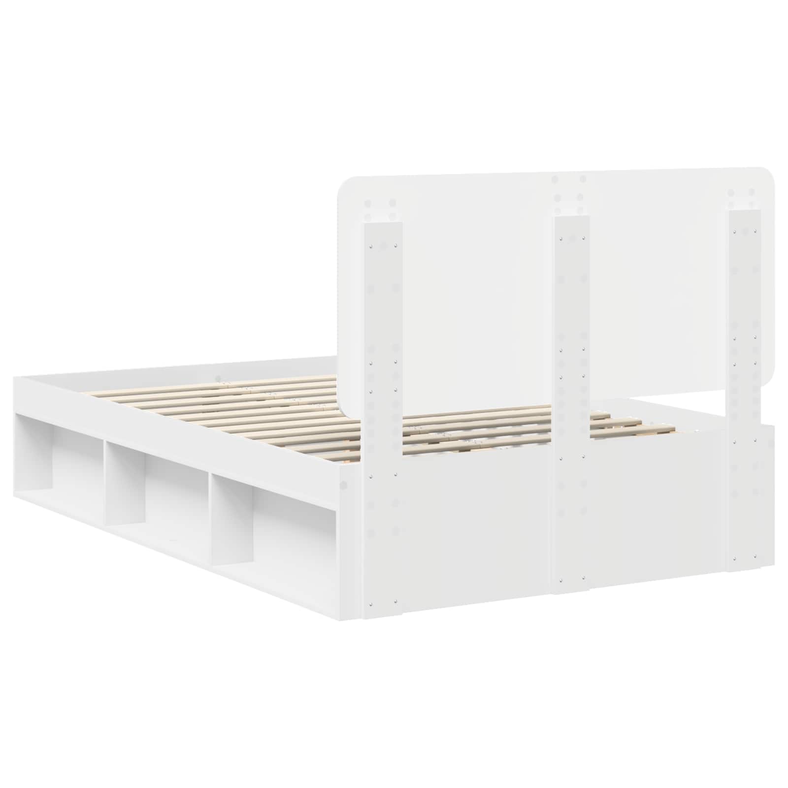Cadre de lit blanc 120 x 190 cm bois de pin massif - 9