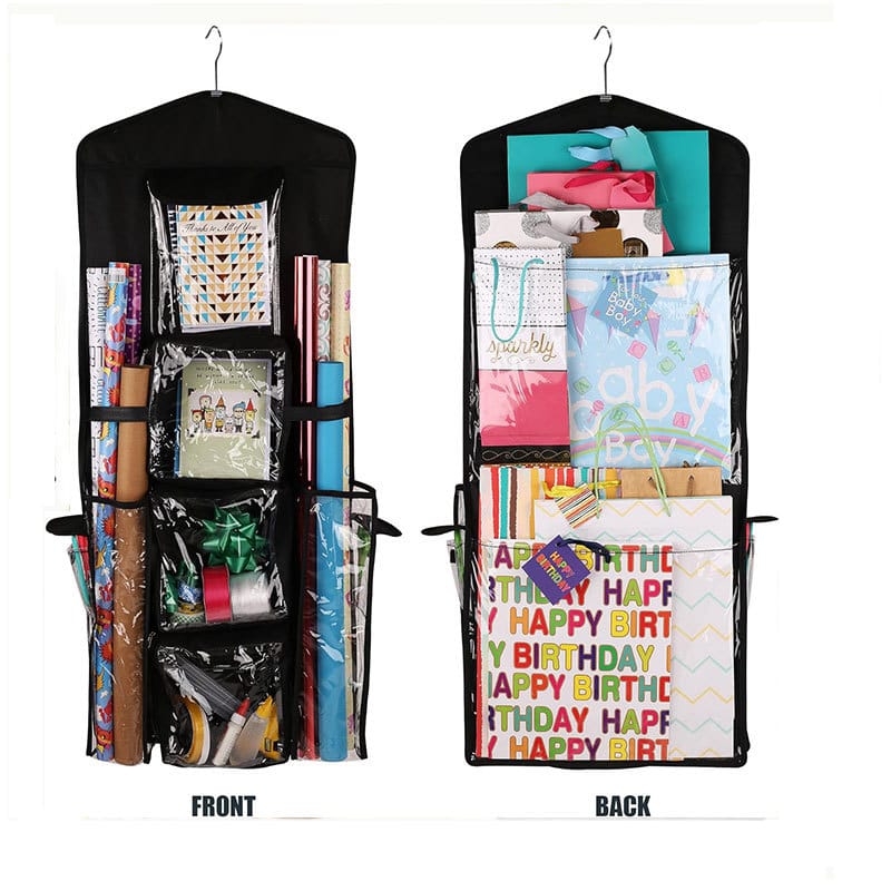 x Dwustronna wisząca torba na prezenty, wisząca torba do przechowywania na Boże Narodzenie, torba do przechowywania zawieszana na drzwiach, czarna (4
