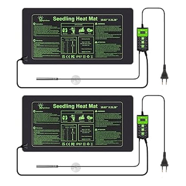 2 szt. Mata grzewcza dla roślin 10"x20,75", Elektryczna podkładka grzewcza, Warzywa i kwiaty, Termostat cyfrowy, IP67, 20°C-42°C