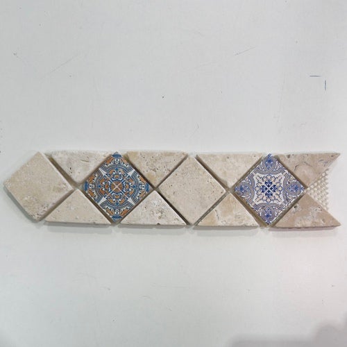 Albedo Pierre - Listel en Travertin Blanc Mix - 6X30,5X1 CM