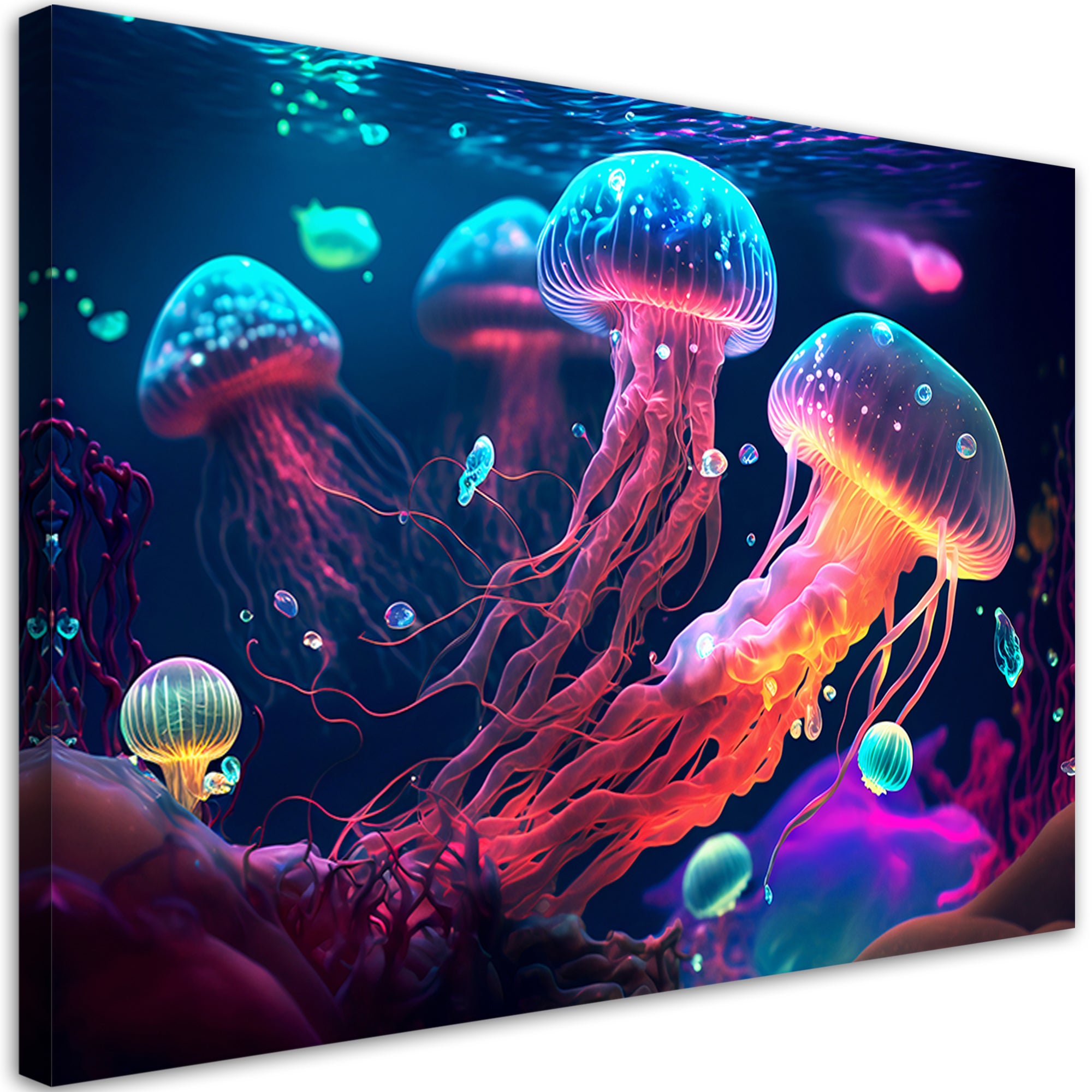 Obraz na płótnie, Neonowe meduzy morskie 60x40