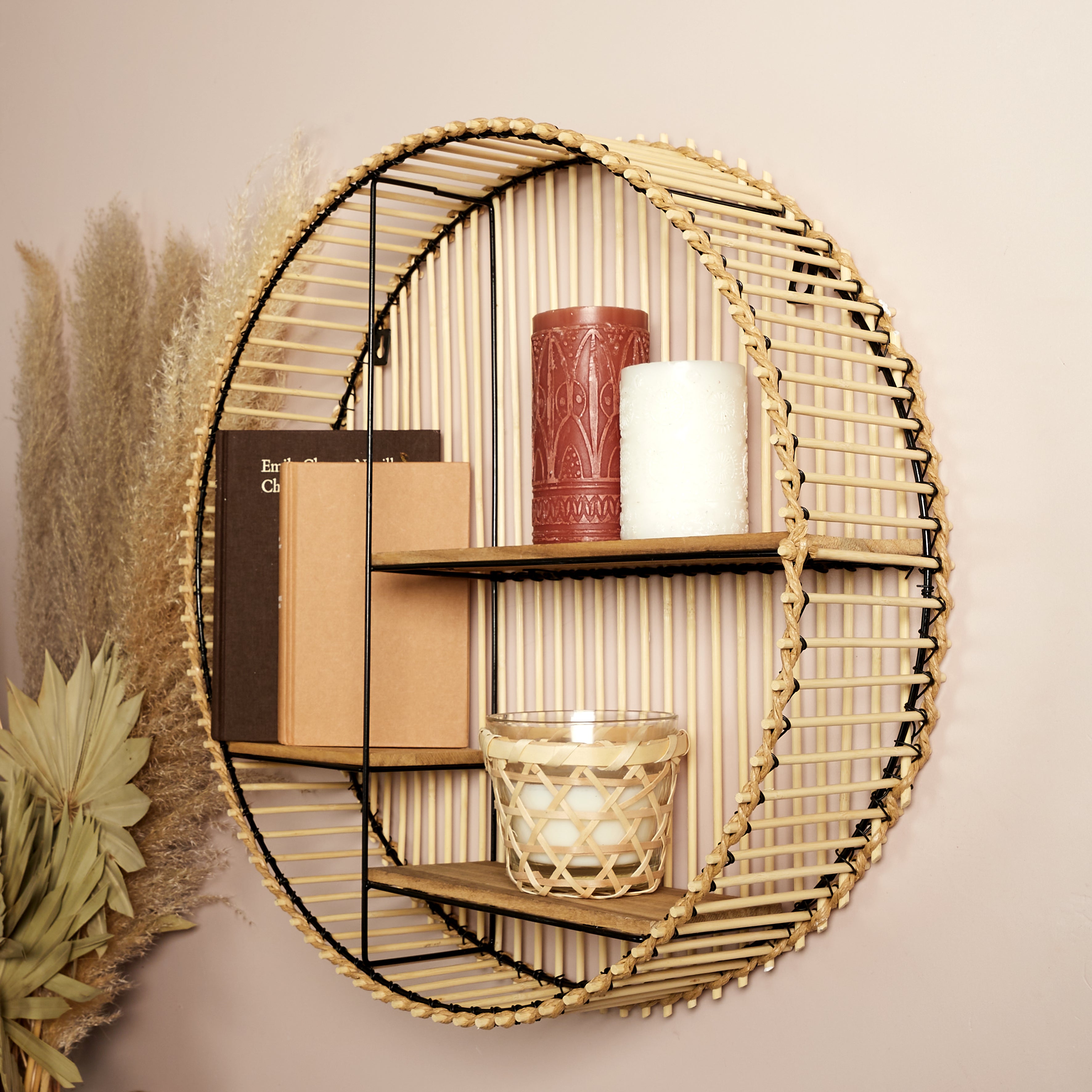 Etagere - Home Deco Factory - Java - Ronde - Compartimentée - Noir Et Beige - 3