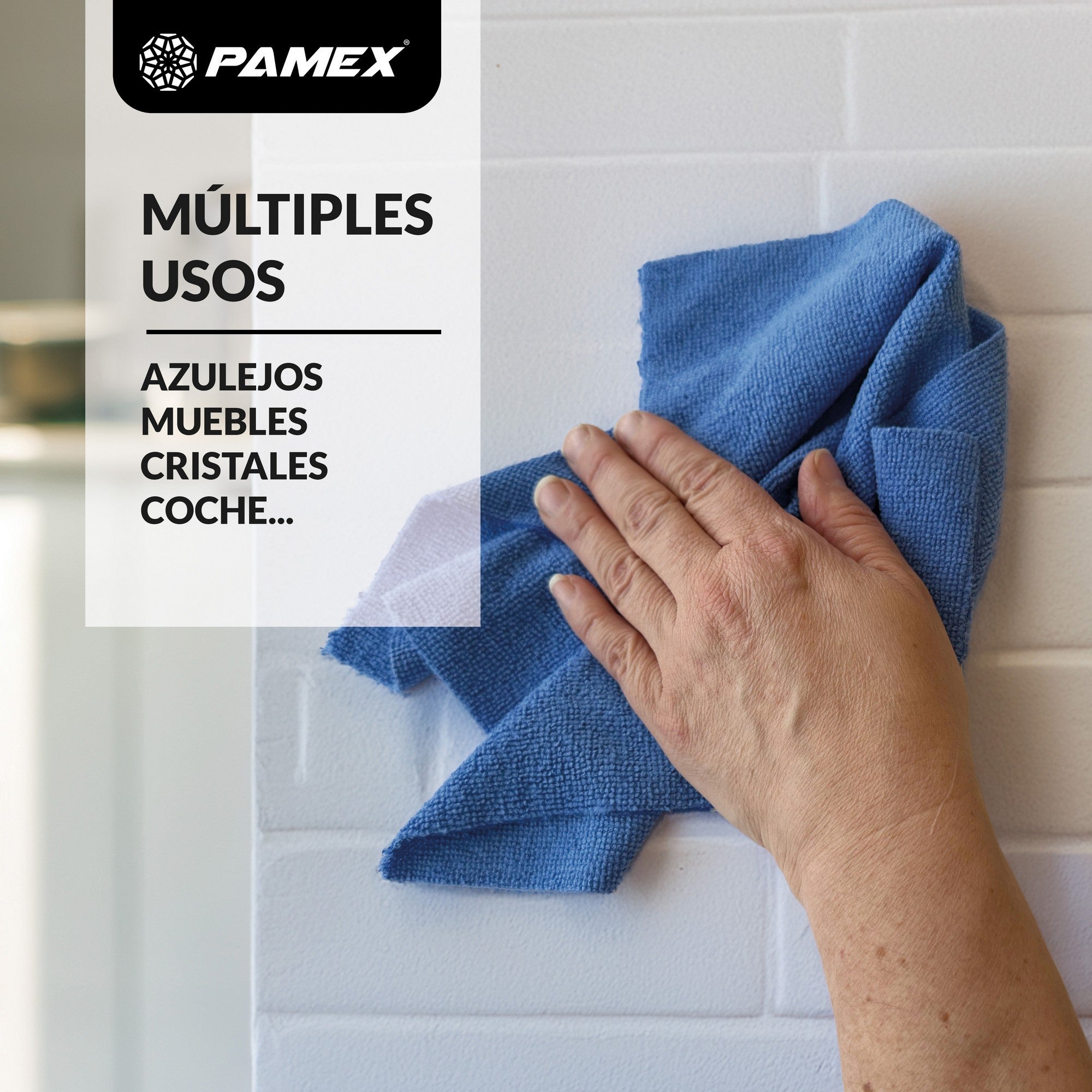 PAMEX Rollo De Paño Microfibra - 30 Unidades, Paño Rasgable, Trapos Reutilizables y Sin Pelusas, Para El Hogar Cocina Coche 30 X 30 Cm - Azul - 6