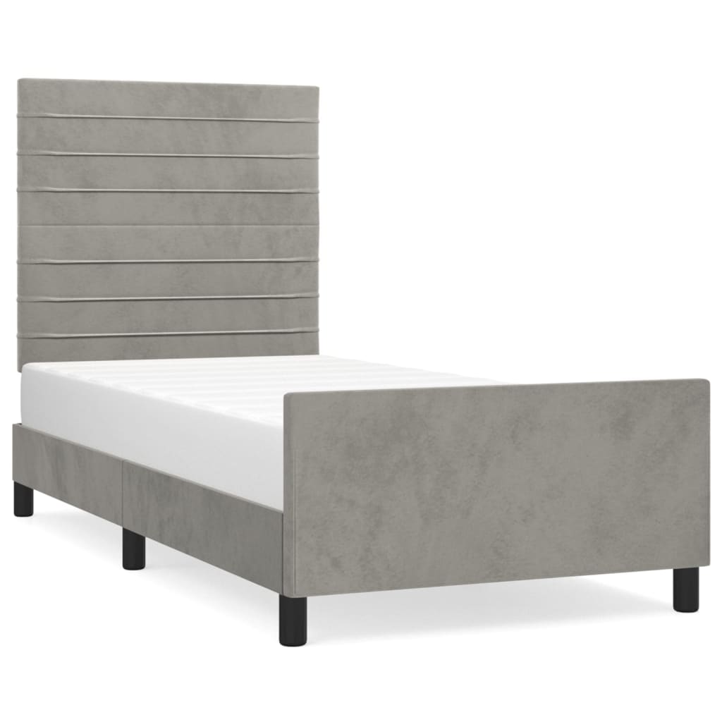 Cadre de lit sans matelas, en velours, gris clair, pour la chambre, 100 × 200 cm - 2