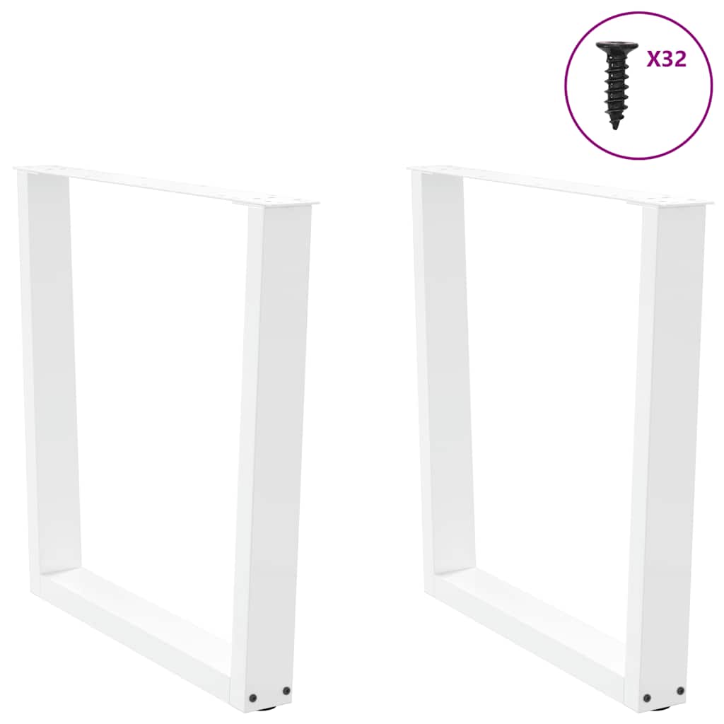 Maison Exclusive - Pieds de table à manger en forme de V, 2 pièces, blanc, 90 x (72-73,3) cm, acier - 3