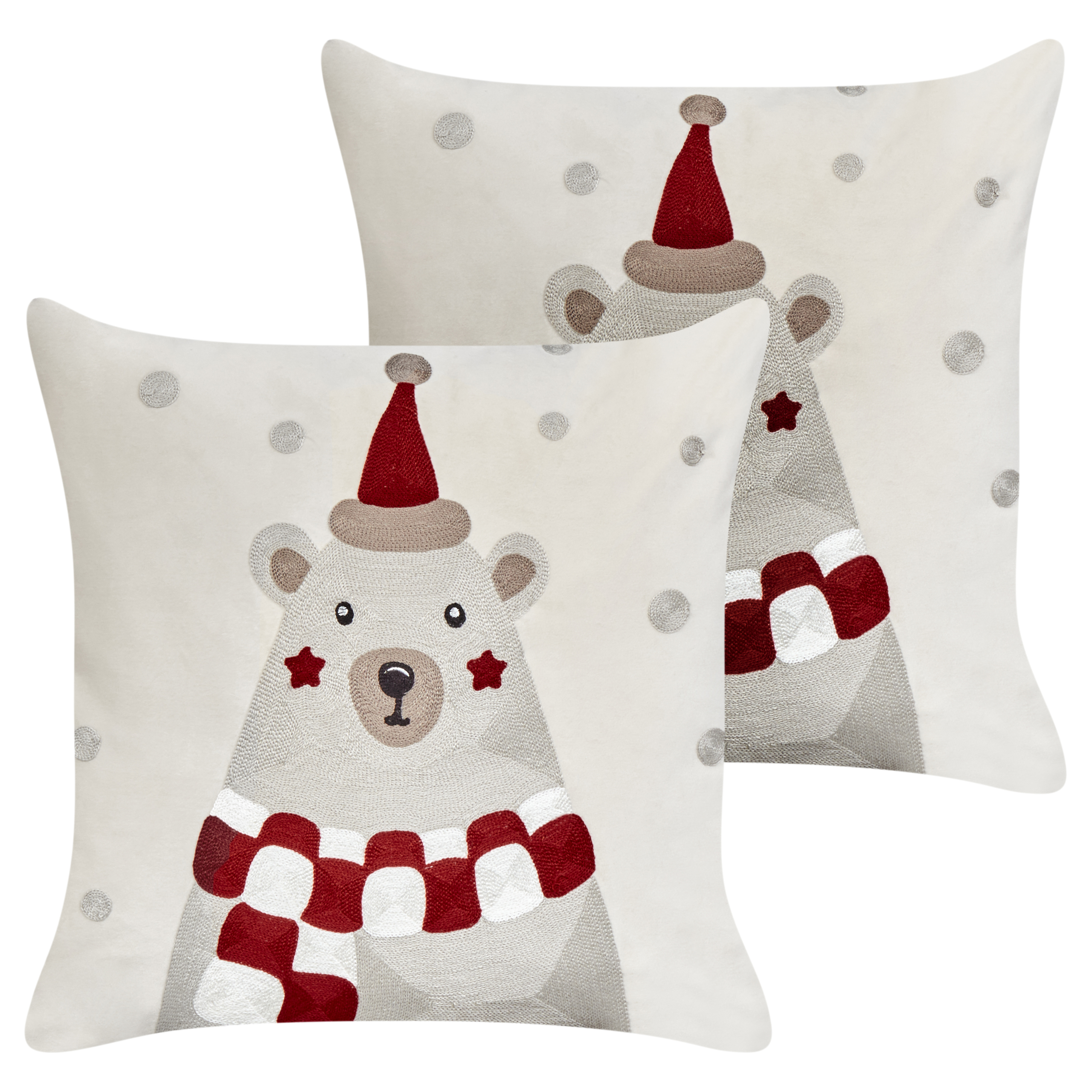 Set de 2 perne decorative JELLIES Catifea 45 x 45 cm Alb-murdar 2buc