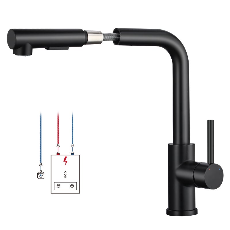 LOVHAUS Bateria Kuchenna Niskociśnieniowa, Bateria Kuchenna z 2 Trybami Natrysku, Obrotowa o 360°, Niskociśnieniowa