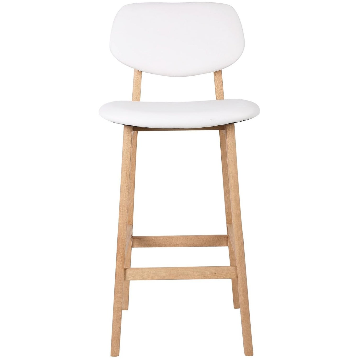 Lot de 2 Tabourets de Bar WOLTU - Tabouret de Cuisine en Cuir Artificiel et Bois - Blanc - 5