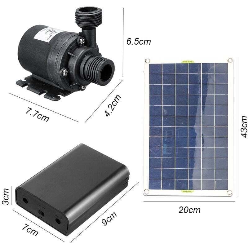 Pompe solaire sans balais 800L/H 50W Débit max 800L/H Ascenseur d'eau jusqu'à 5m Pour aquariums et fontaines de jardin - 2