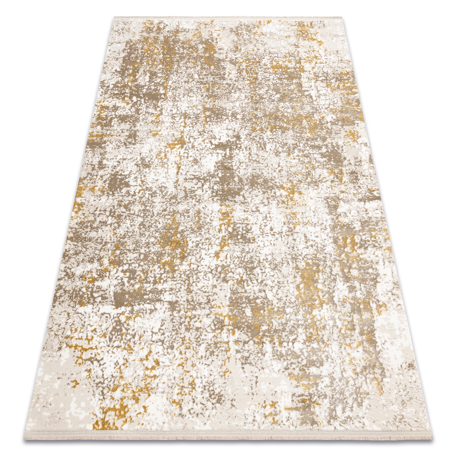 Dywan DUKE 51546 beż / złoty - Vintage, strukturalny, bardzo miękki, frędzle 80x150 cm