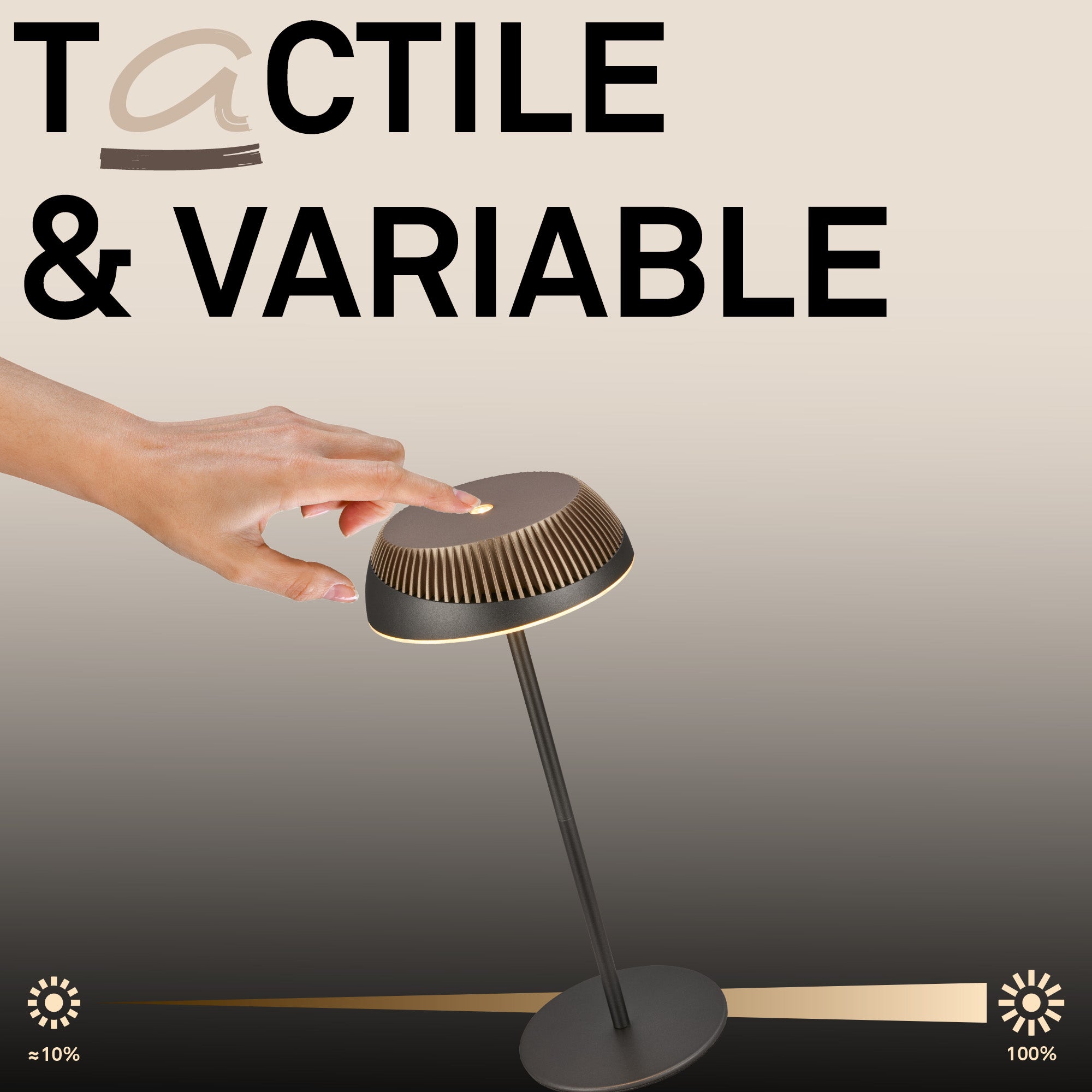 Lampe de table LED - German Design Award - Sans fil - Tactile - Ø14x32cm - Blanc chaud - 2W, 200lm - Briloner - 5