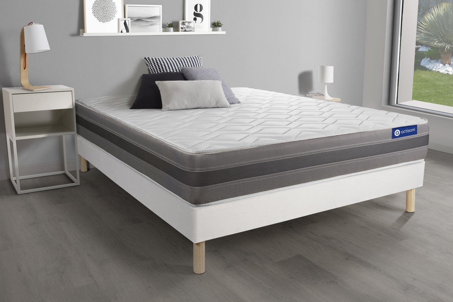 Simmons - Ensemble L ADORABLE, matelas H23 ressorts ensachés, très ferme, 2 sommiers