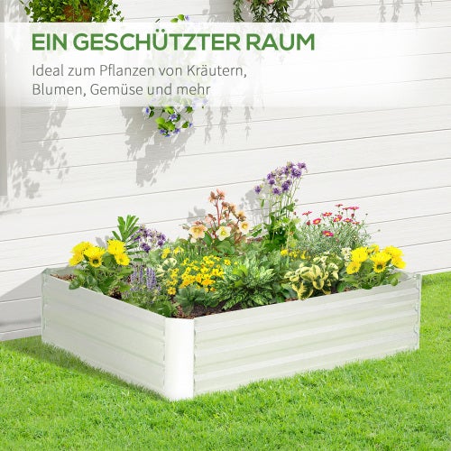 Jardinière surélevée en acier galvanisé, 120 x 90 x 30 cm, couleur argent, pour fleurs et légumes - 4