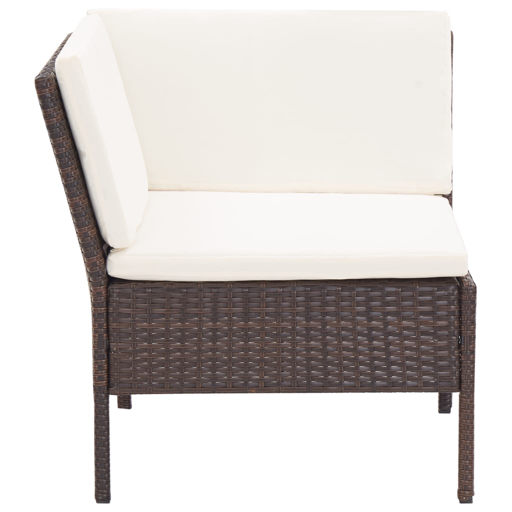 Maison Exclusive - Set Divani da Giardino 3 pz con Cuscini in Polyrattan Marrone - 5