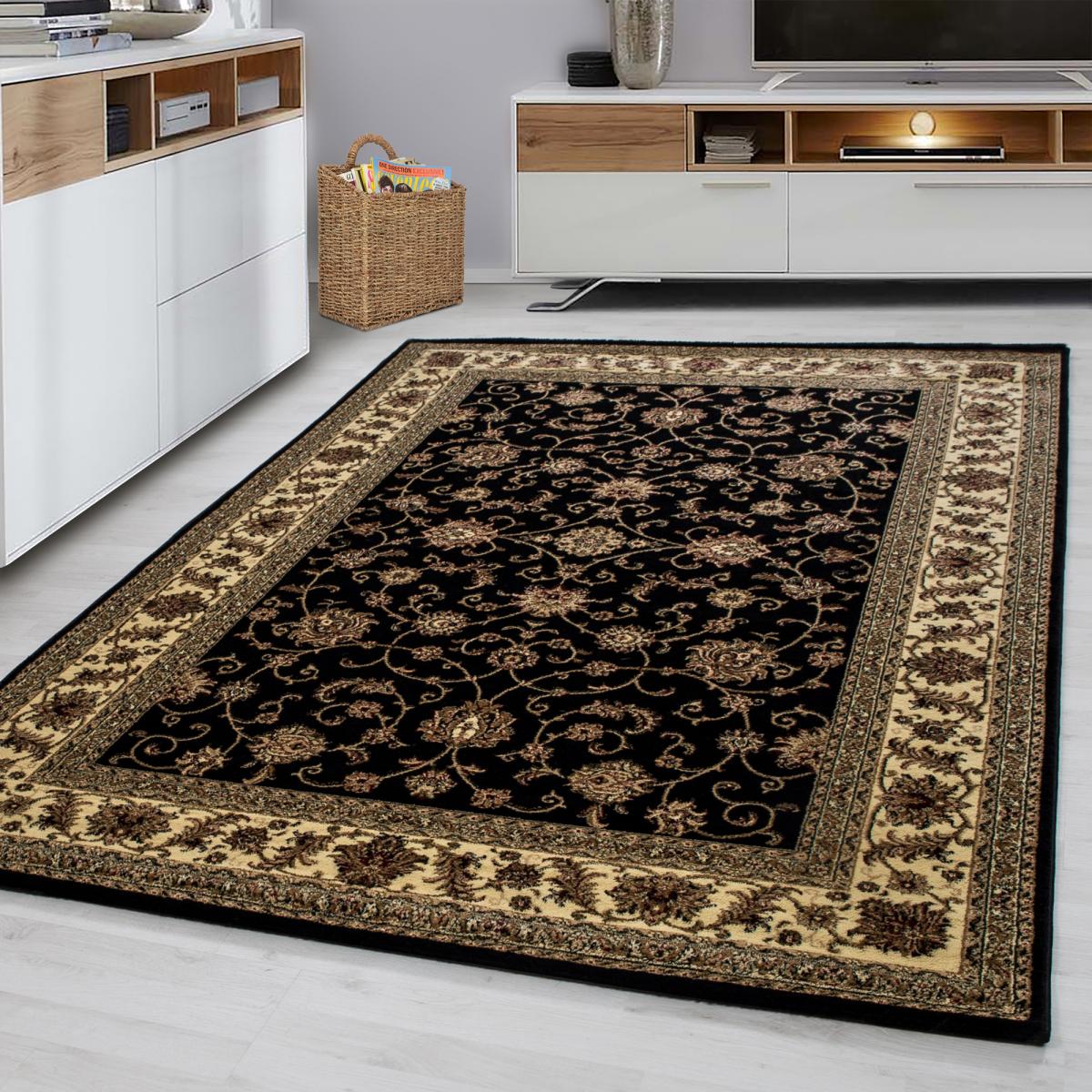 Tapis orient 120x170 rectangle noir tissé motifs orientaux BISKO 1 - 8
