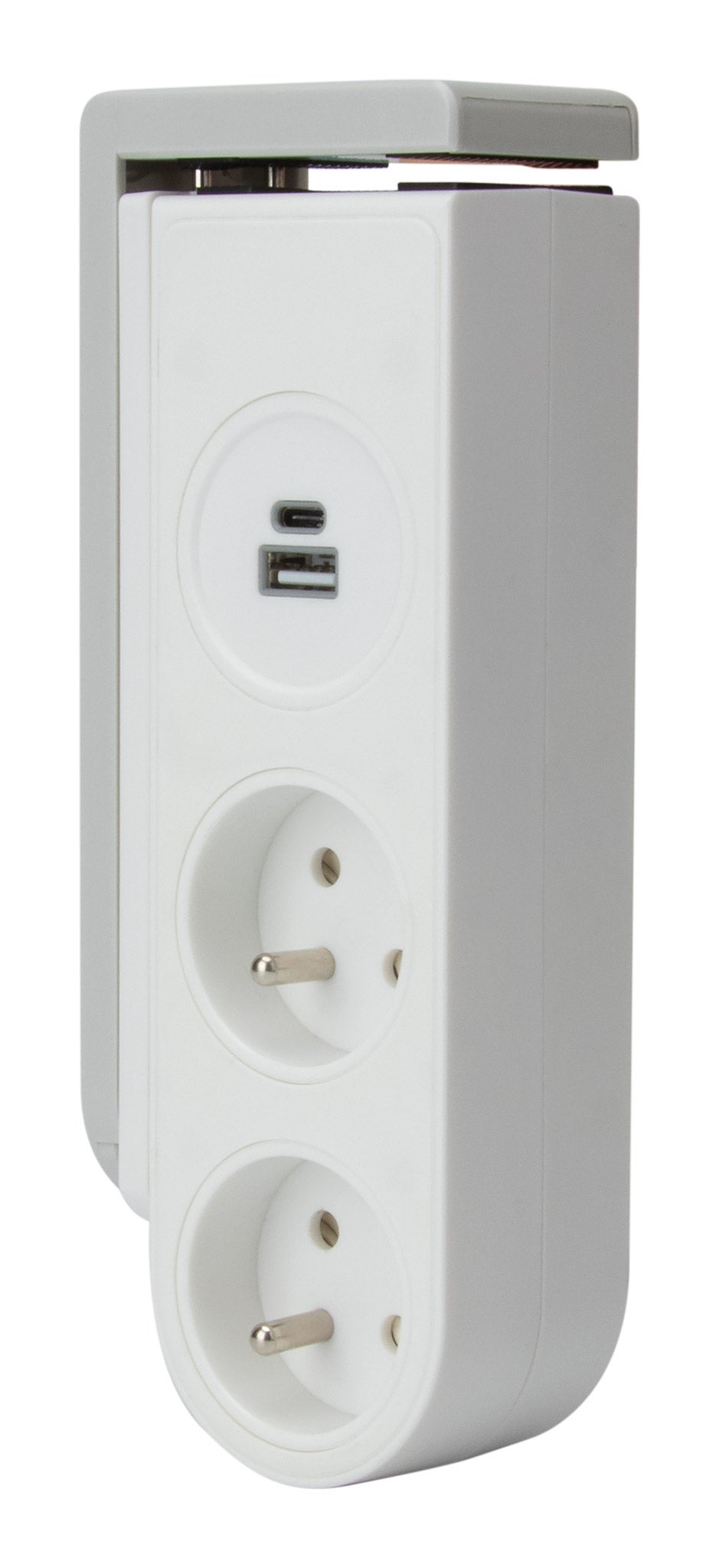 Bloc multiprise Gekko clipsable - 2 prises + 2 ports USB - Blanc - Otio - 3