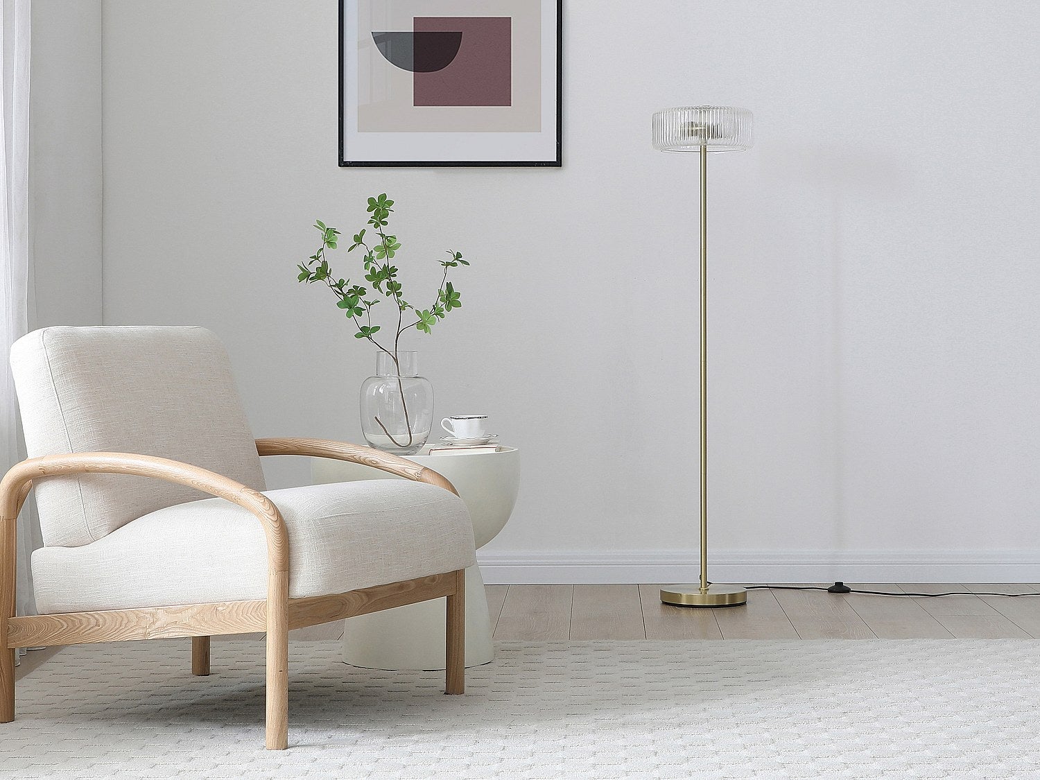 Lampa stojąca ze szkła i złoconego mosiądzu - D.30 x W.145 cm- LACAYA - 5