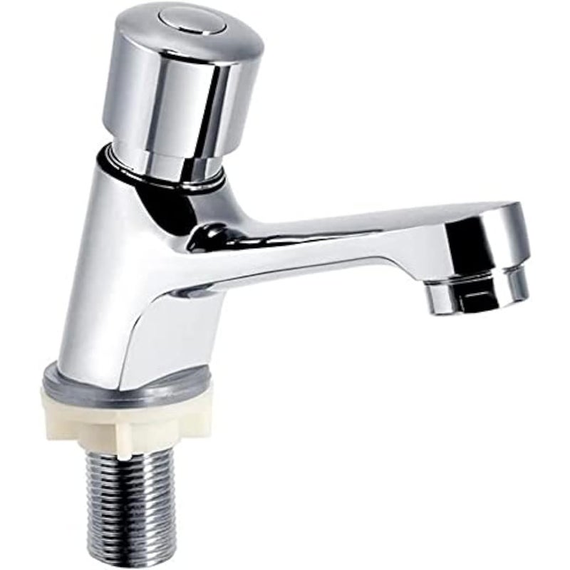 Kran z przyciskiem opóźniającym, kran z przyciskiem zimnej wody, kran do umywalki w łazience, kran łazienkowy