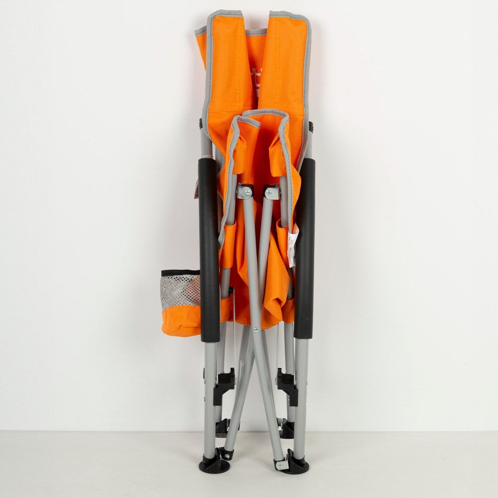 Pack de 2 cadeiras de praia cor de laranja baixas e respiráveis c/bases para copos Aktive - 2