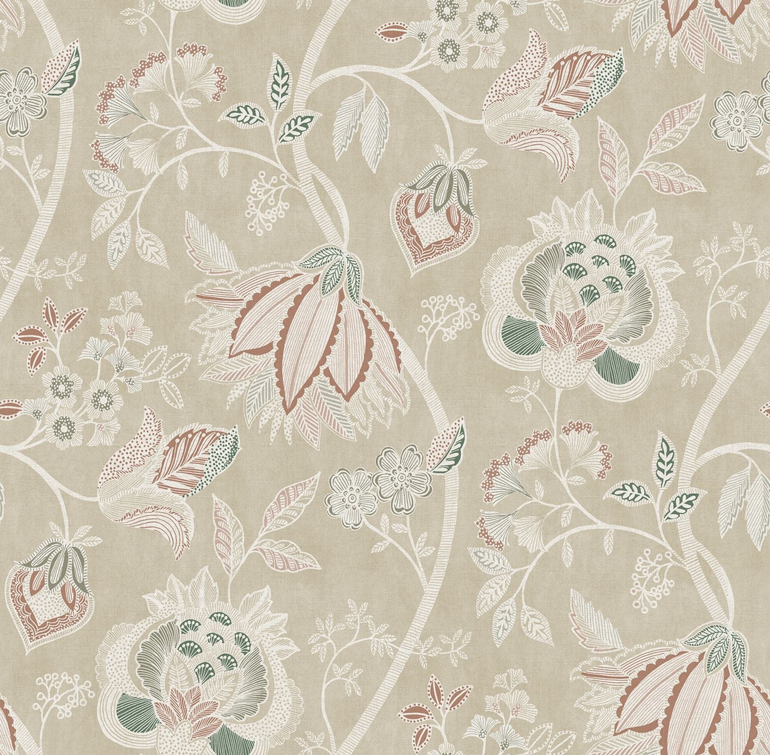 Tapeta kwiaty beżowym - 53 cm x 10 m - SANDERS &amp; SANDERS