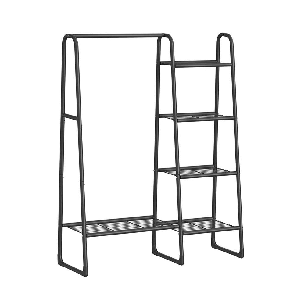 GOPLUS Portant à Vêtements en Métal avec Étagères de Rangement et Pieds GOPLUS Portant à Vêtements en Métal avec Étagères de Rangement et Pieds