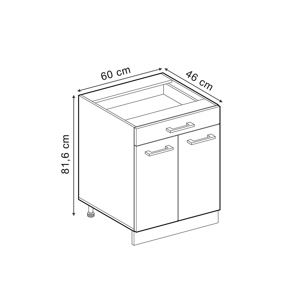 Vicco Meuble cuisine R-Line, Chêne Artisan, 60cm avec tiroir, sans PT - 3