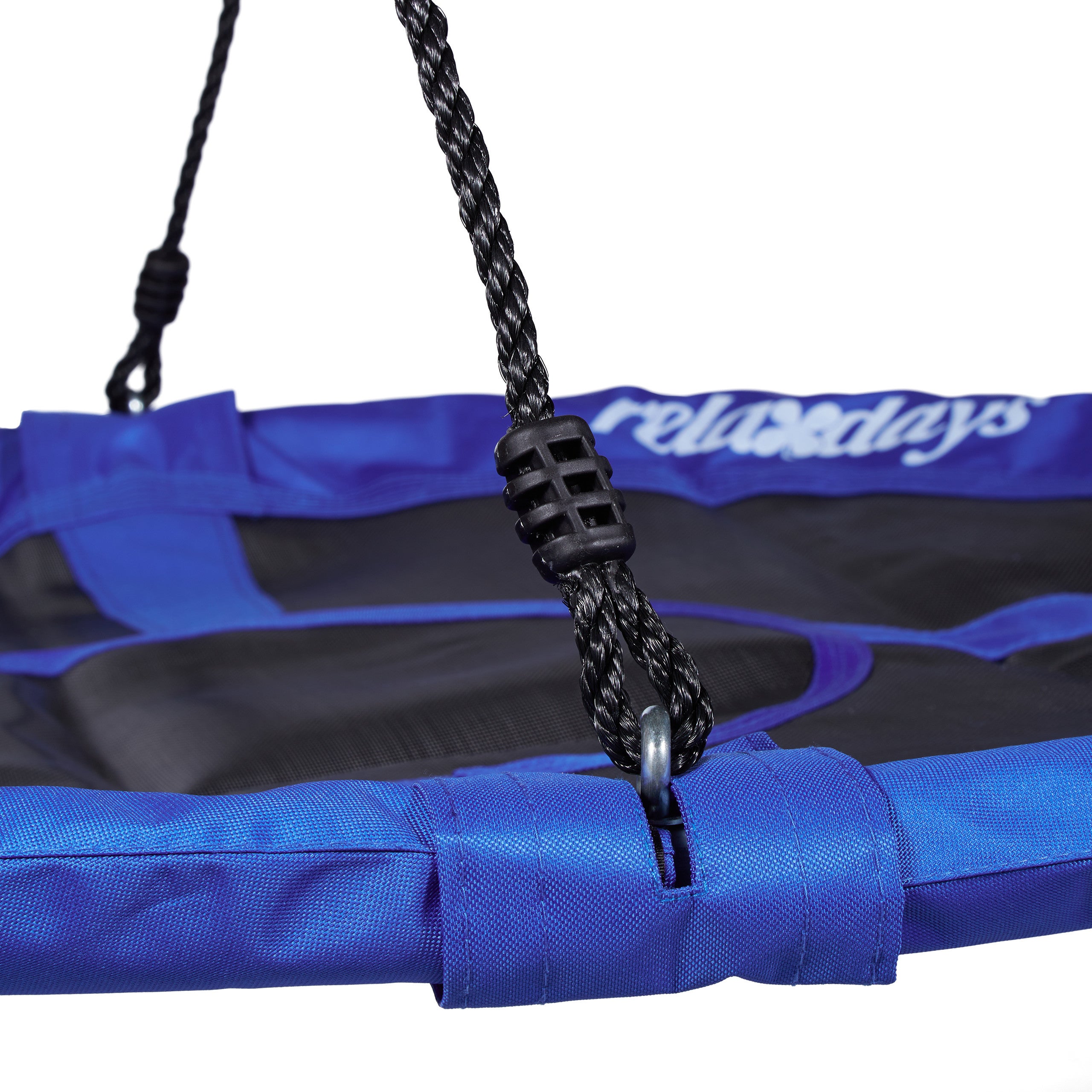 Balançoire nid d'oiseau rond pour jardin, assise, charge 100 kg, HxlxP 150x110x110 cm, bleu foncé, Relaxdays - 6