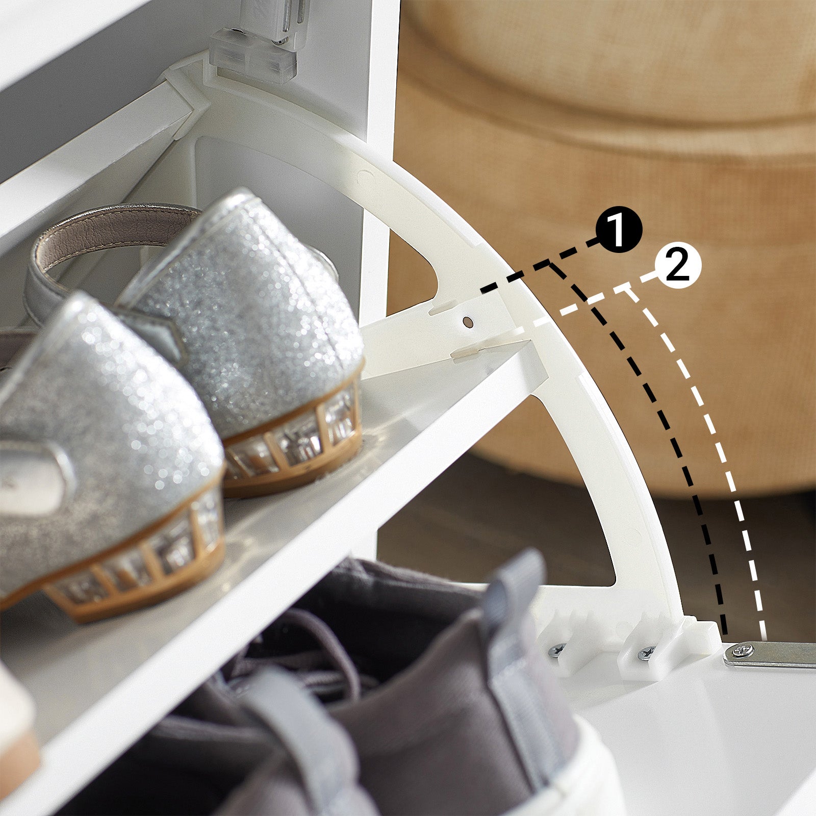 SoBuy Banc chaussures d’entrée avec assise coussin rembourré, meuble de rangement à abattant blanc gain de place, capacité 150 kg, 62x 26x45cm - 7