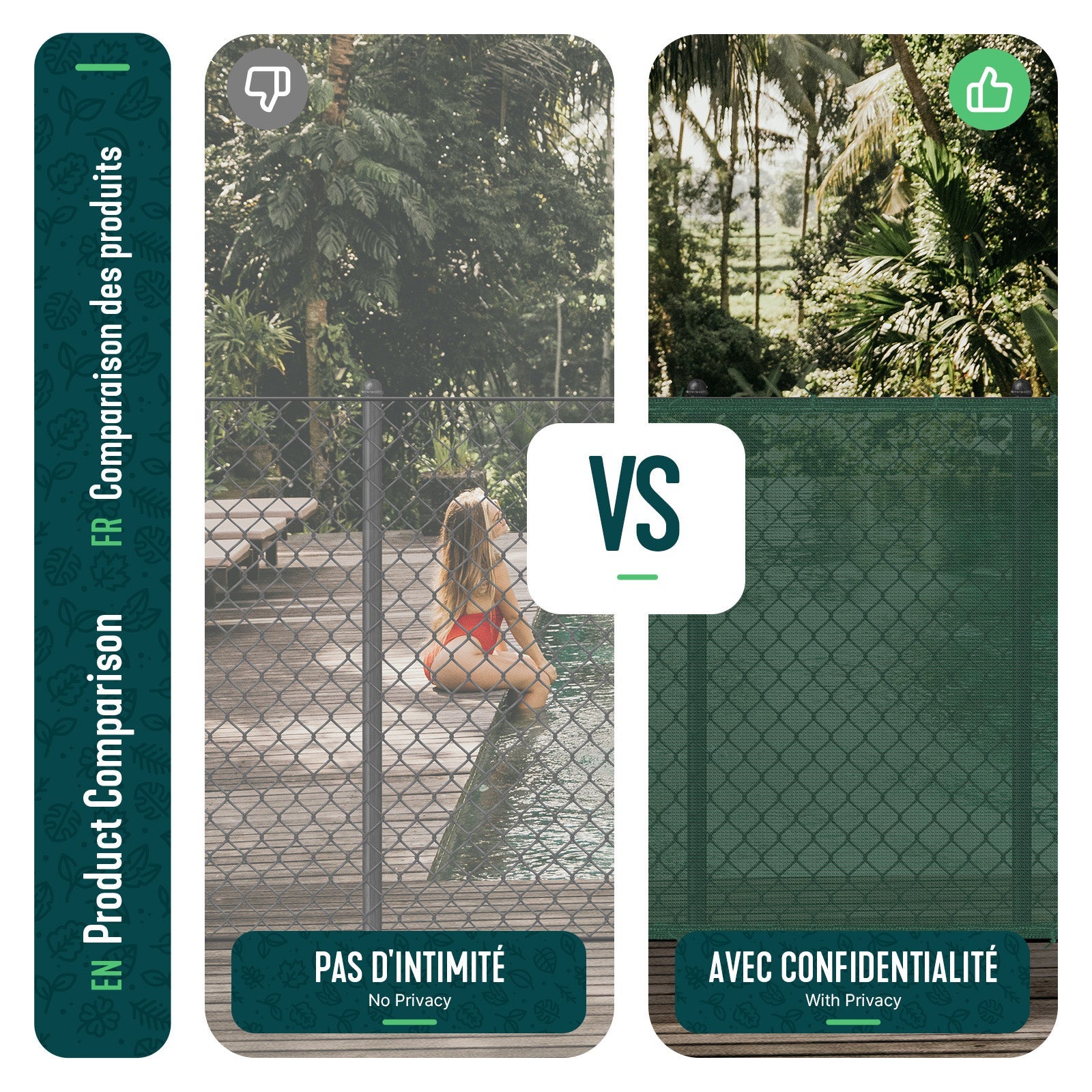 Rete Ombreggiante 1.5×10m, Telo Frangivista Recinzione Giardino HDPE, Verde - 6