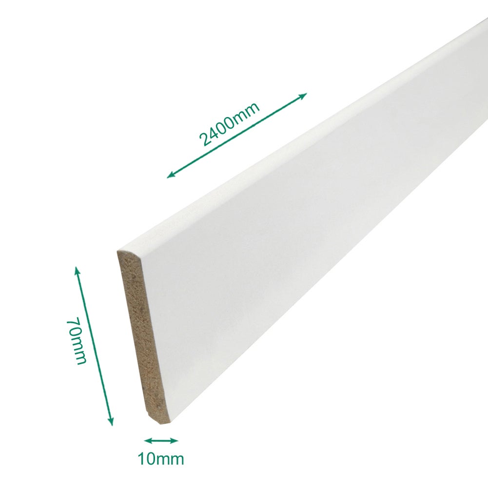 Lot de 5 Plinthes médium (mdf) prépeinte blanc 2400 x 70 x 10 mm. - PEFC 70% - 4