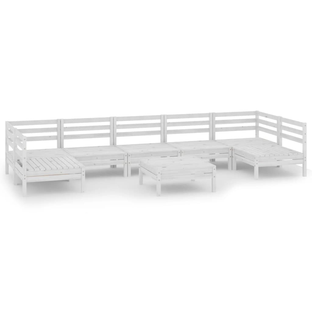 Salon bas de jardin en pin Blanc 8 personnes - 2