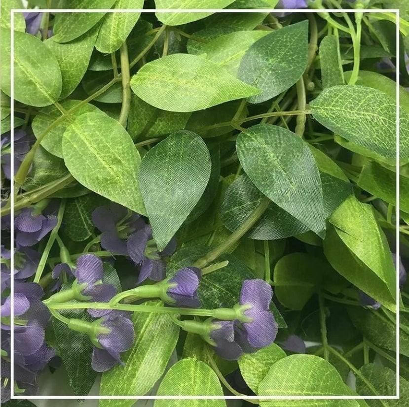 Guirlande de fleurs artificielles de glycine, 5 pièces au total 33 pieds fausse fleur de soie de vigne de glycine (violet clair-5 pièce - 4