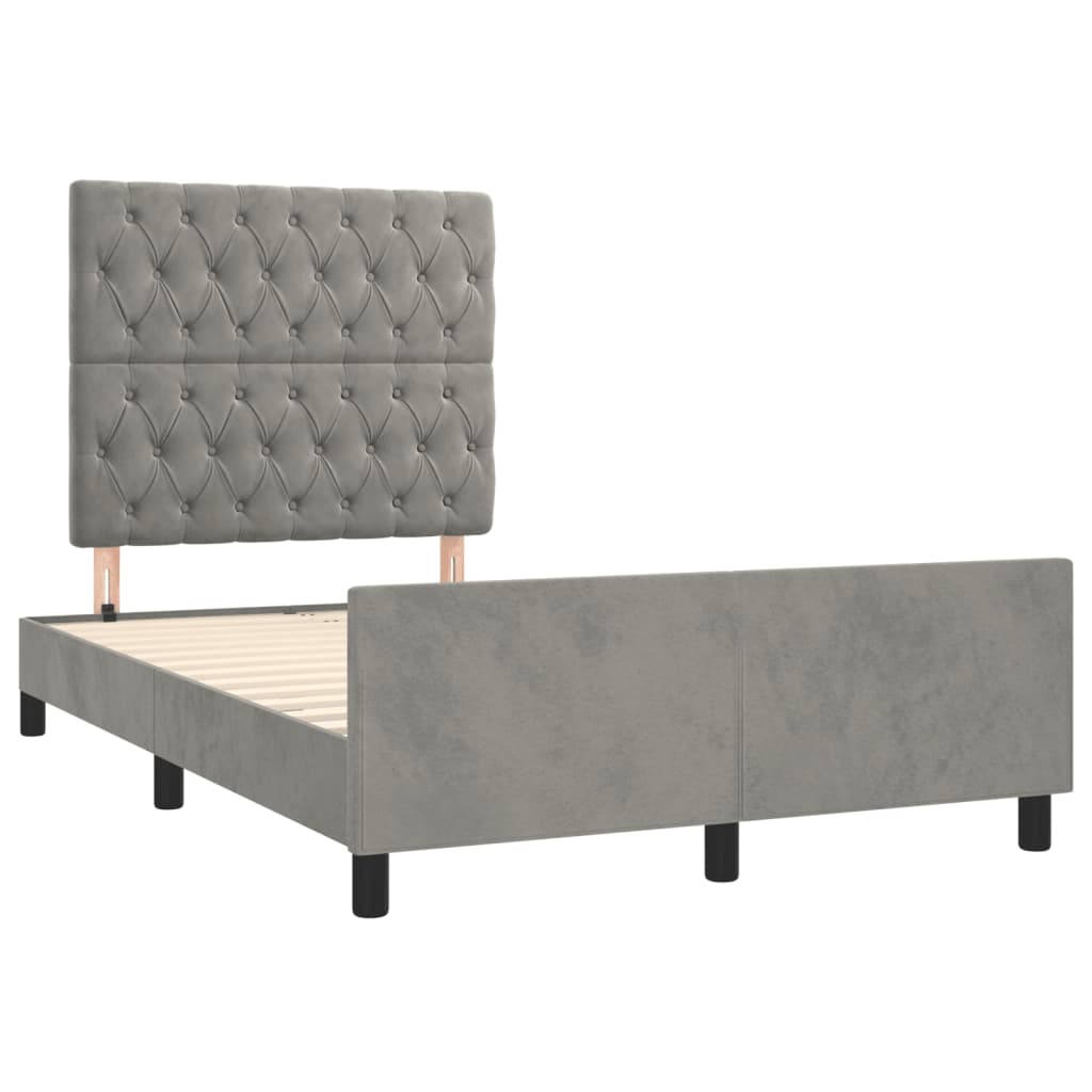 Cadre de lit sans matelas gris clair 120x190 cm velours - 3