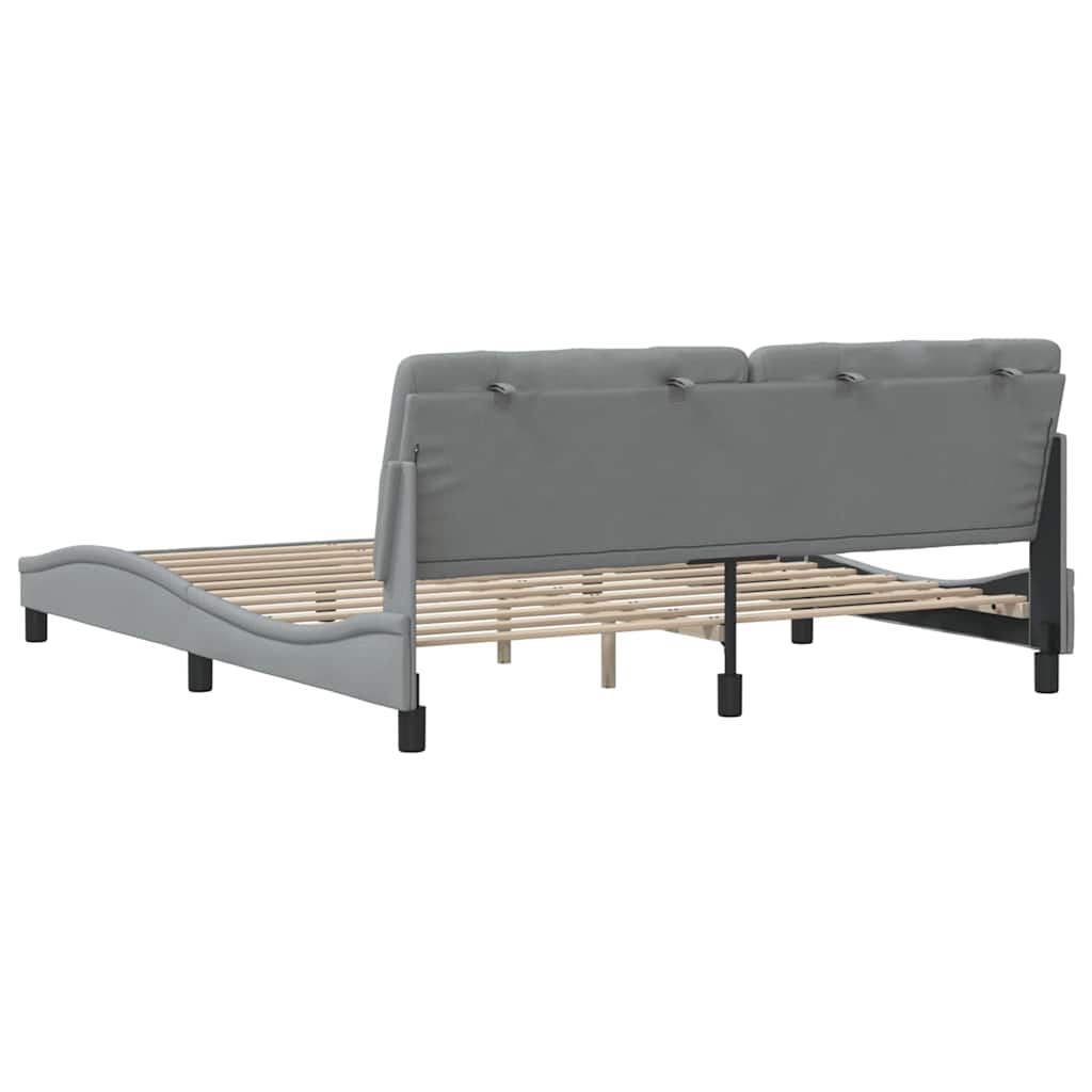 Cadre de lit sans matelas gris clair 180 x 200 cm en tissu - 9