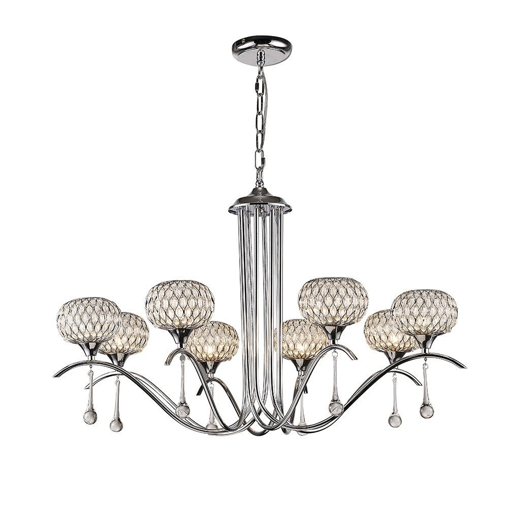 Suspension Chelsie 8 Ampoules chrome poli/verre transparent - 5