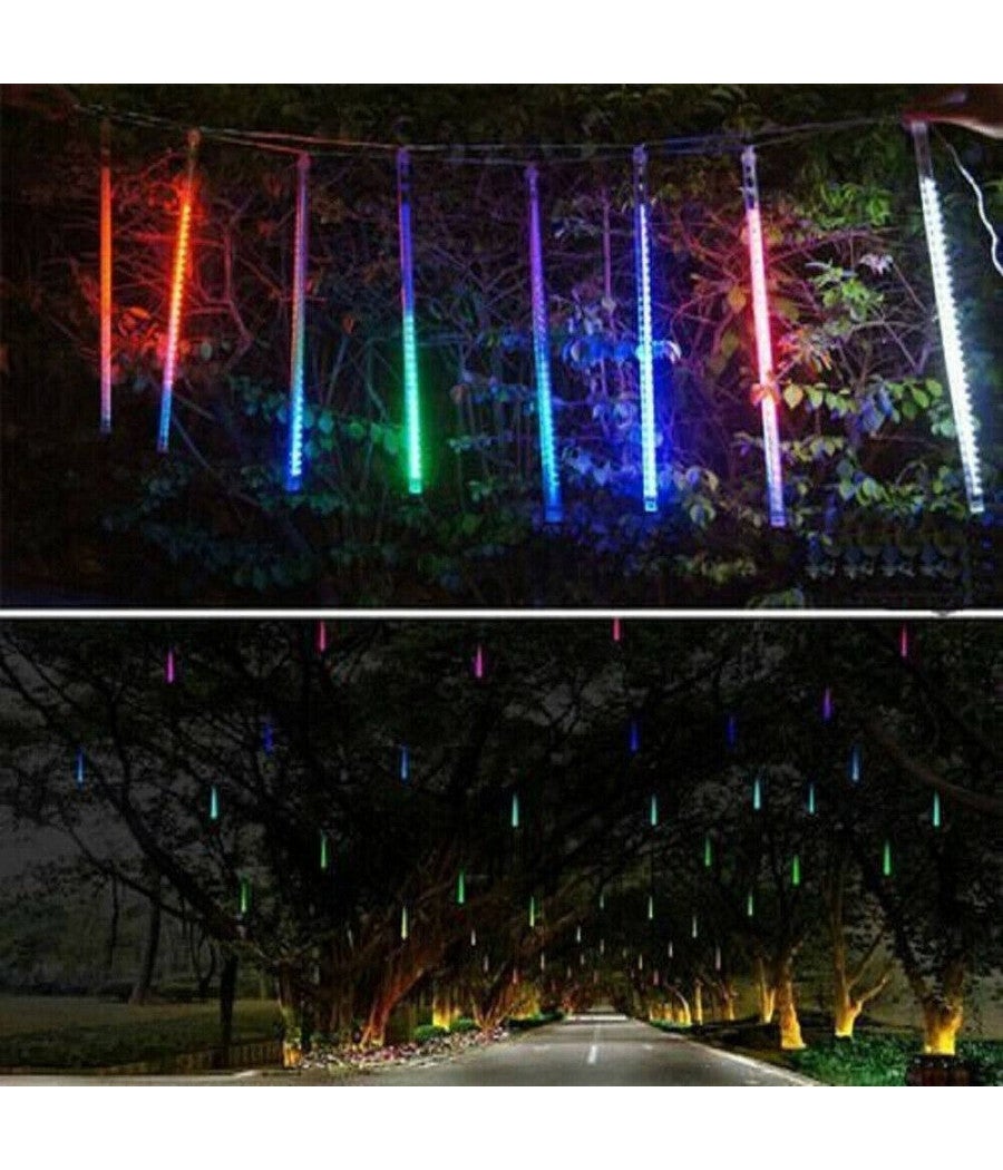 Luci Di Natale A Pioggia Meteoriti – 8 Tubi Da 30 Cm, 240 LED, IP65 Impermeabili, Alimentazione USB, Effetto Cascata Di Luce, Perfette Per Esterni, Matrimoni E Feste, Collegabili Fino A 5 Set - 2