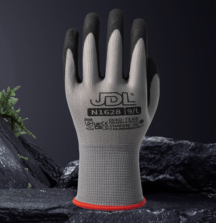 12 pièces gants de travail polyvalents résistants à l'usure, gants de sécurité, bord rouge couleur S - 2