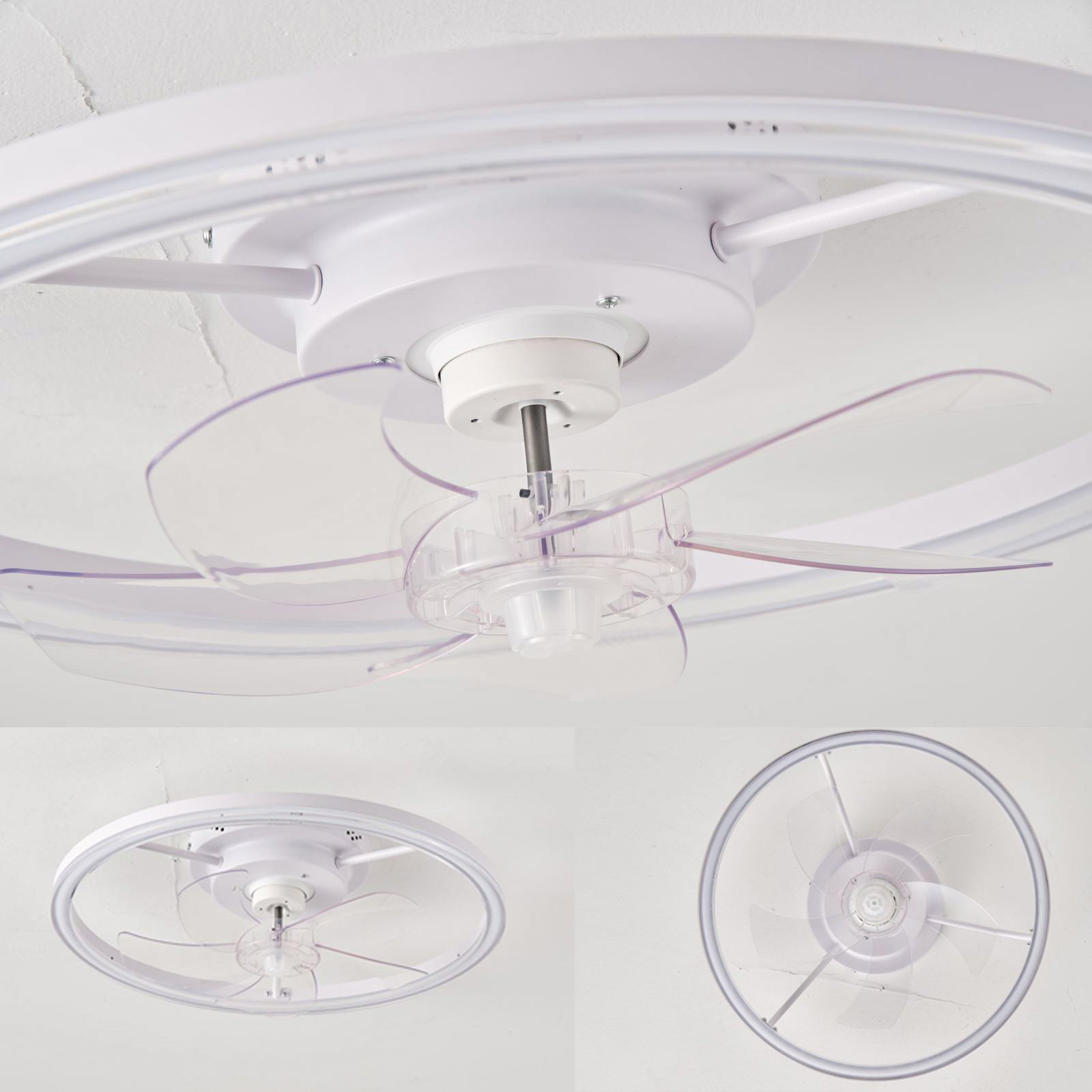 Ventilateurs de plafond avec application de lumières et télécommande, ventilateur de plafond encastré à intensité variable, 6 vitesses de vent, RVB - 9
