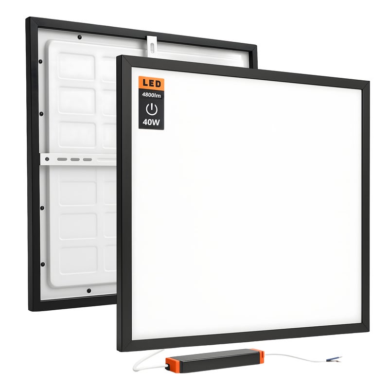 Panel Natynkowy LED kwadrat Oprawa Lampa sufitowa 60x60cm Mocny Panel CZARNY 4000K 4800lm Światło naturalne - LEDHOFF