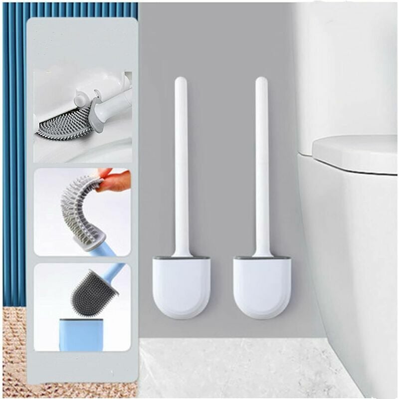 Scopino per WC in Silicone Con Supporto, Confezione Da 2