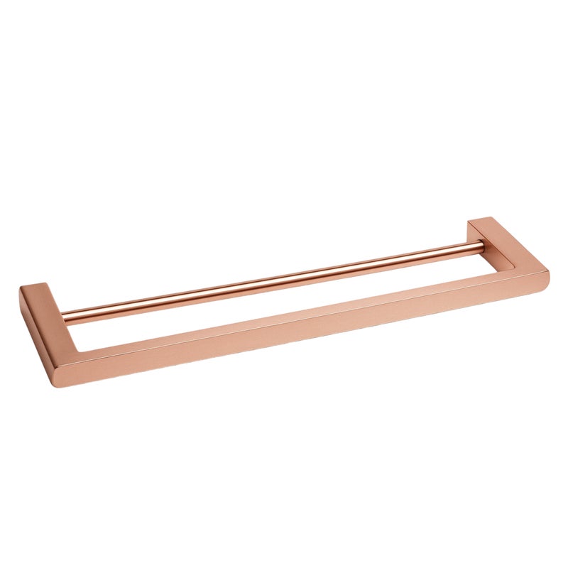 BALNEO - podwójny reling na ręczniki stal nierdzewna miedziany - uchwyt na ręczniki 60 cm QARX nierdzewny - drążek łazienkowy