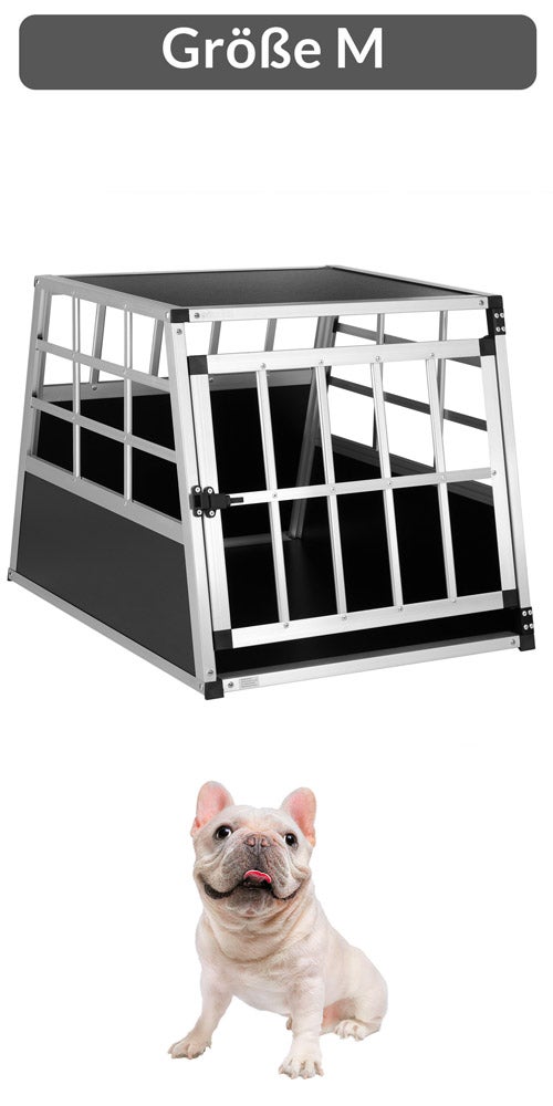 CADOCA® Cage de Transport XXL pour Animaux Aluminium MDF 2 Portes Noir Caisse Chien boîte Box de Transport Voiture - 7