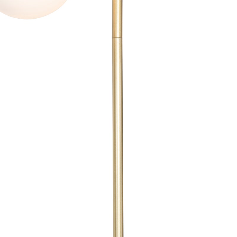 Qazqa art deco lampadaire - Pallon - blanc, max. 25w, e14, à 2 lumières, 153cm, idéal pour le salon - 8