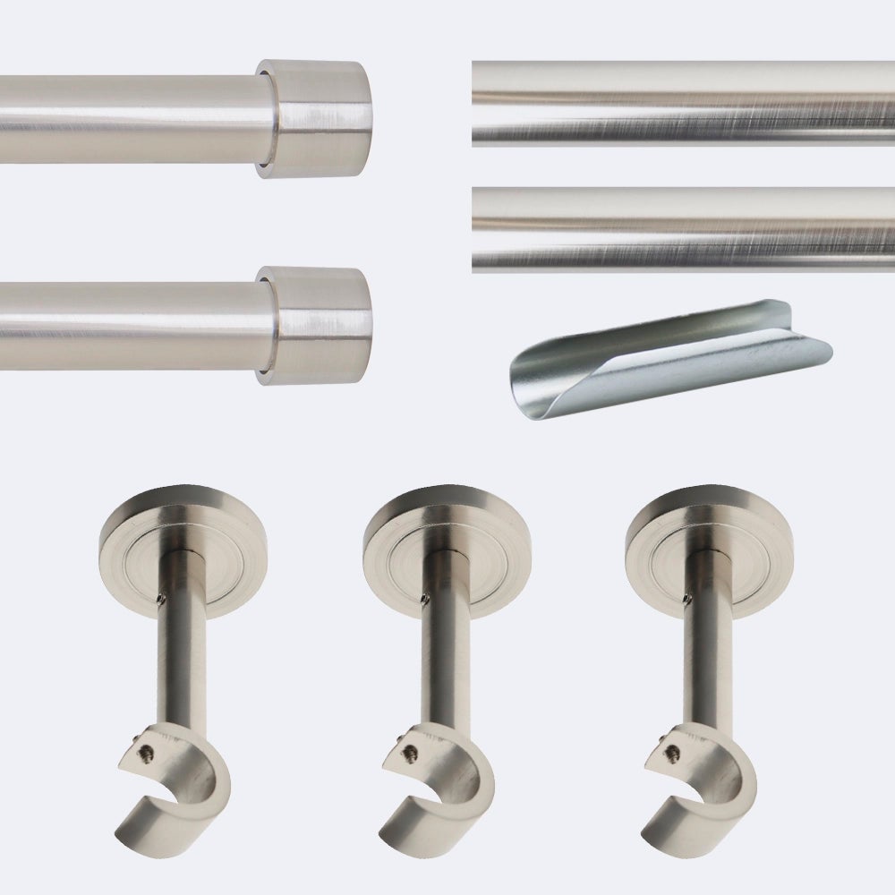 Kit de tringle à rideaux Nickel Mat 300cm Diam.20mm Embout Capuchon ...
