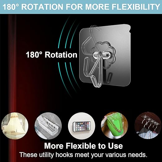 Ganci Adesivi Trasparenti - 6 Pezzi, Portata 5 Kg, Per Bagno, Cucina, Pareti Lisce - Foto 2