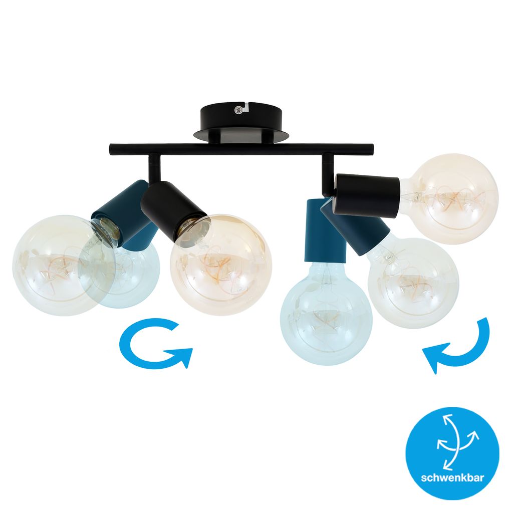Plafonnier Spot BRILONER LEUCHTEN PEARL, 60 W, IP20, noir, métal, excl. 2x E27, intensité lumineuse variable, 27,5 x 10 x 10,5 cm - 5