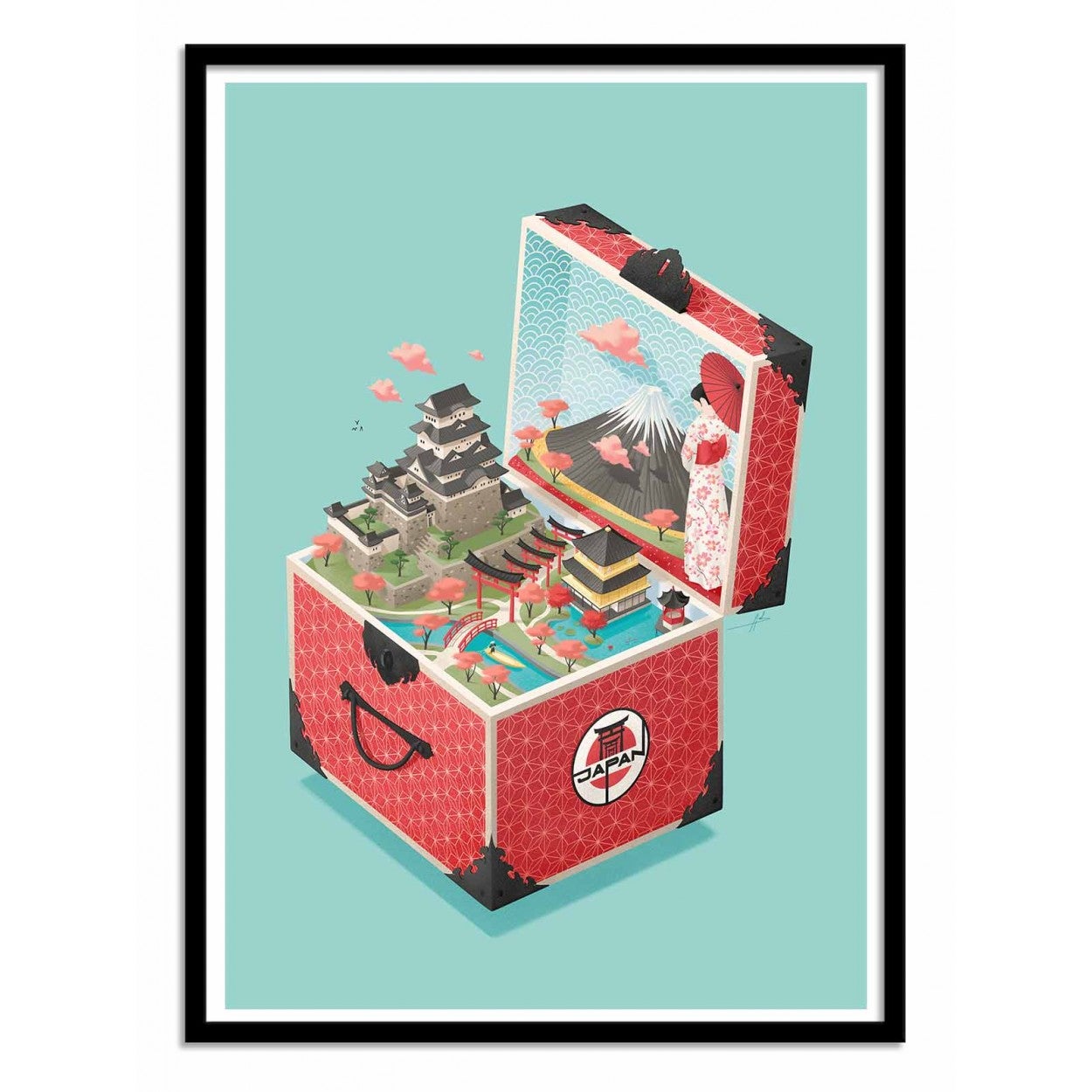 Art-poster - japan - andrea de santis - con marco negro 50 x 70 cm