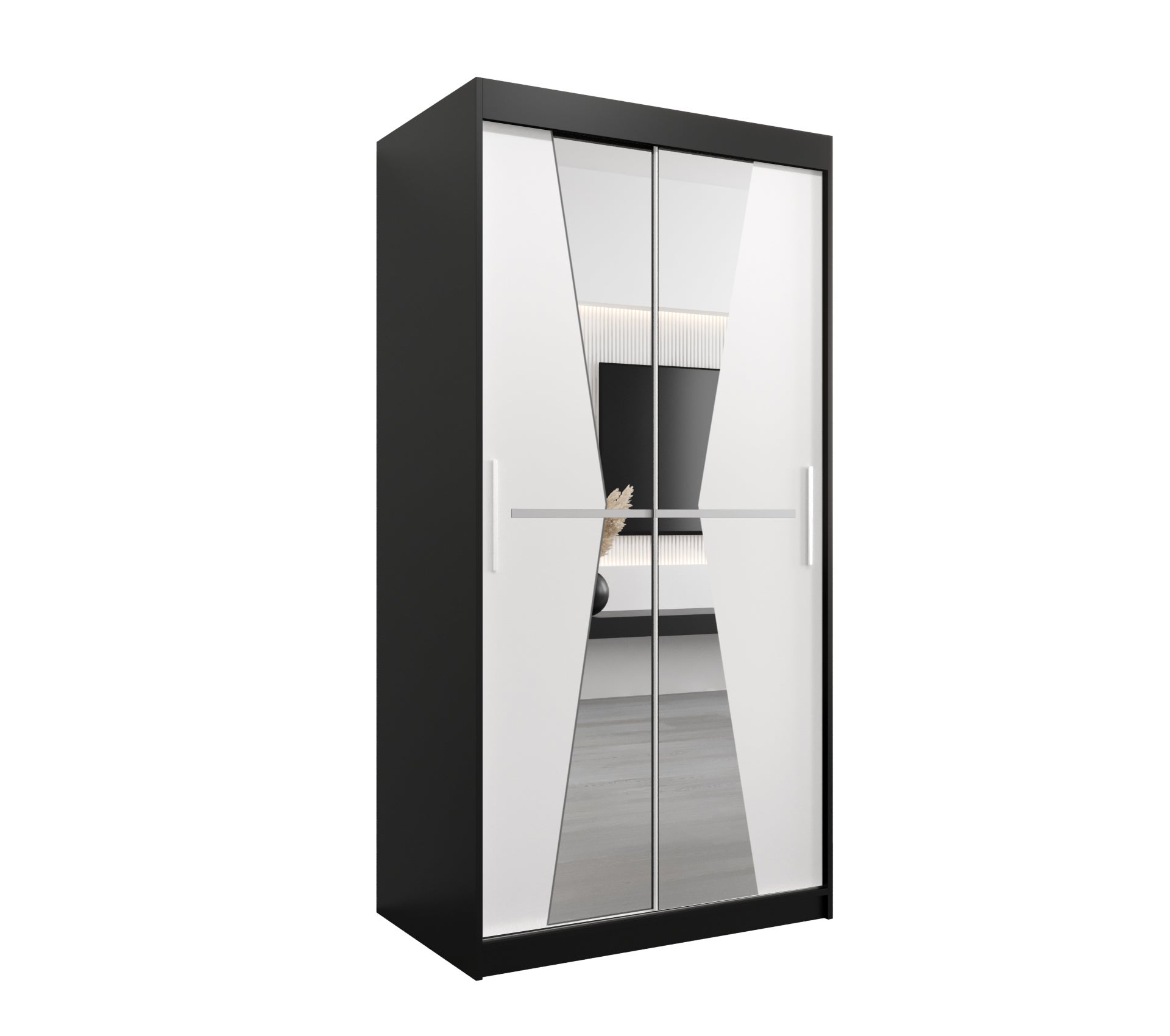 Szafa przesuwna garderoba MAROKO 100 x 62 x 200 cm Czarny + Biały - Abiks Meble